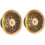 3_Possini Euro Kora 8 1/2" High Black and Gold Leaf LED Wall Sconce Set