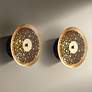 2_Possini Euro Kora 8 1/2" High Black and Gold Leaf LED Wall Sconce Set