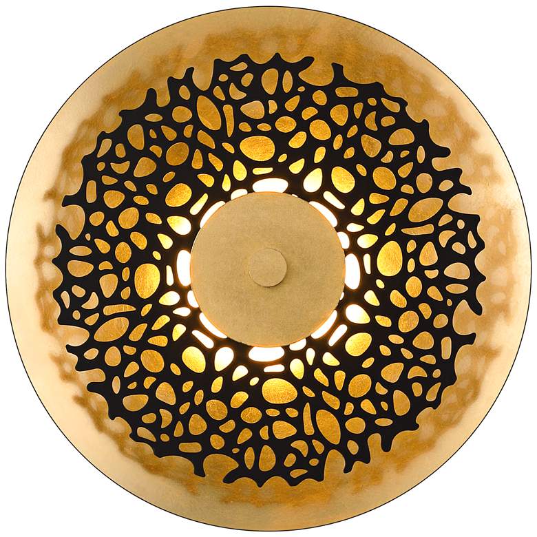 Image 6 Possini Euro Kora 8 1/2" High Black and Gold Leaf LED Wall Sconce Set more views