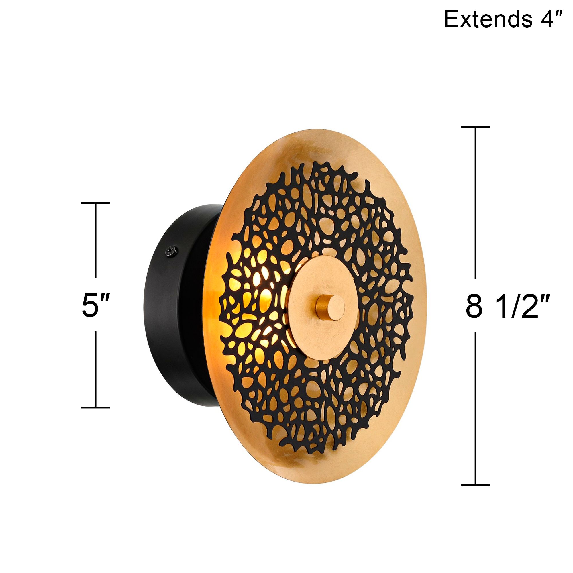 Possini Euro Kora 8 1/2" High Black and Gold Leaf LED Wall Sconce in scene