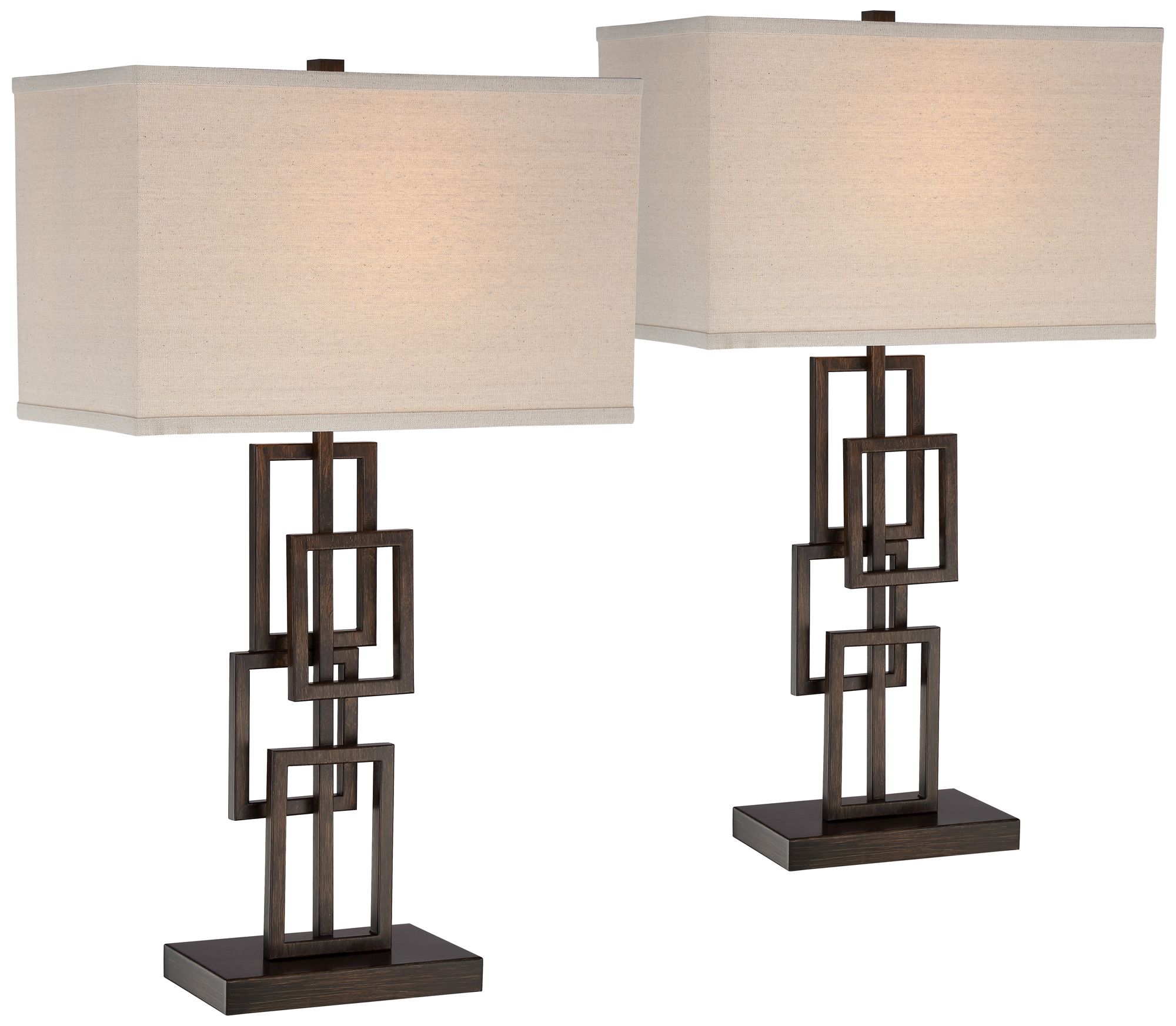 Possini Euro Kory 26 1/2" Bronze Stacked Rectangles Lamps Set of 2