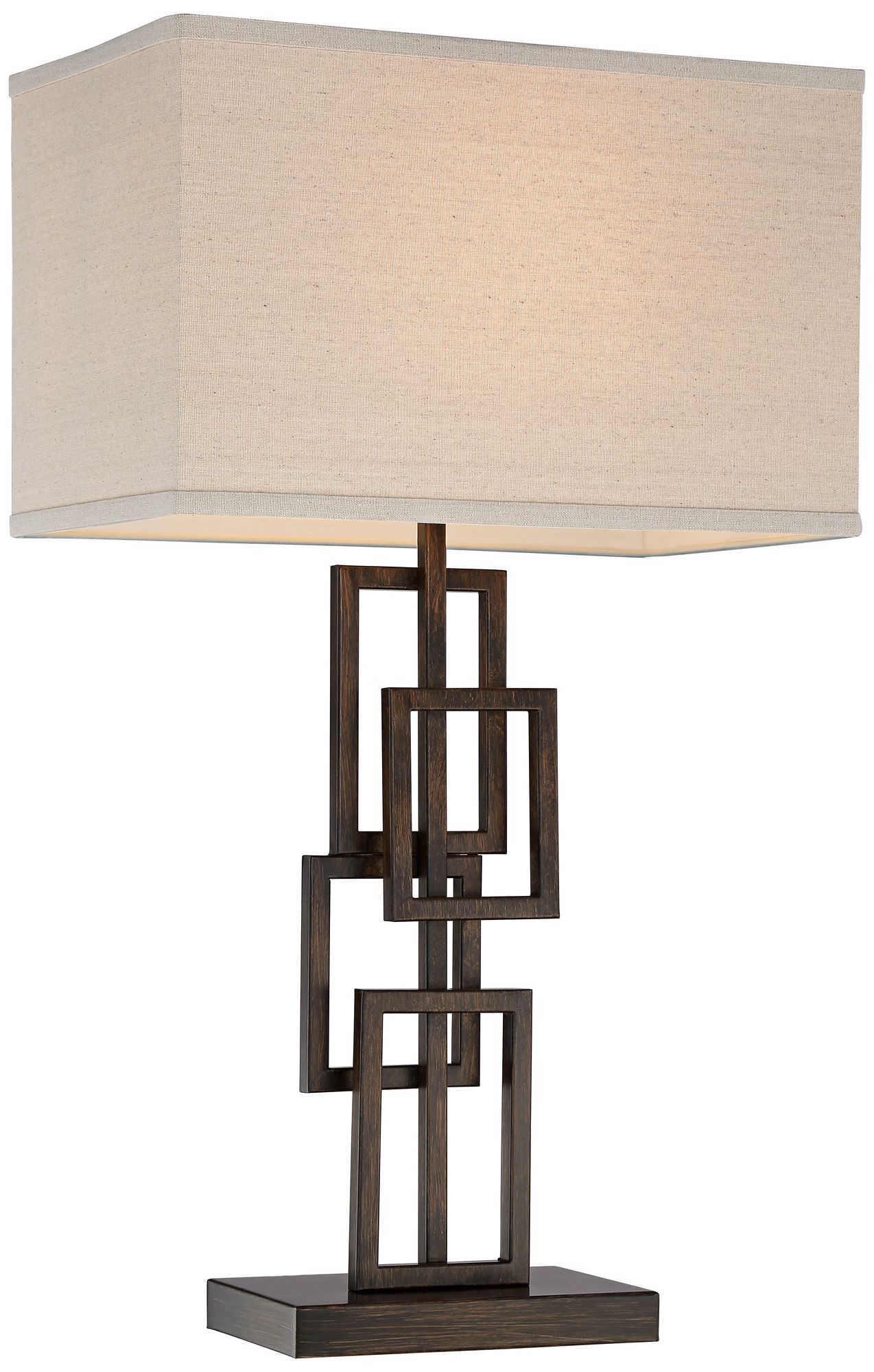 Image 6 Possini Euro Kory 26 1/2" Bronze Stacked Rectangles Lamps Set of 2 more views