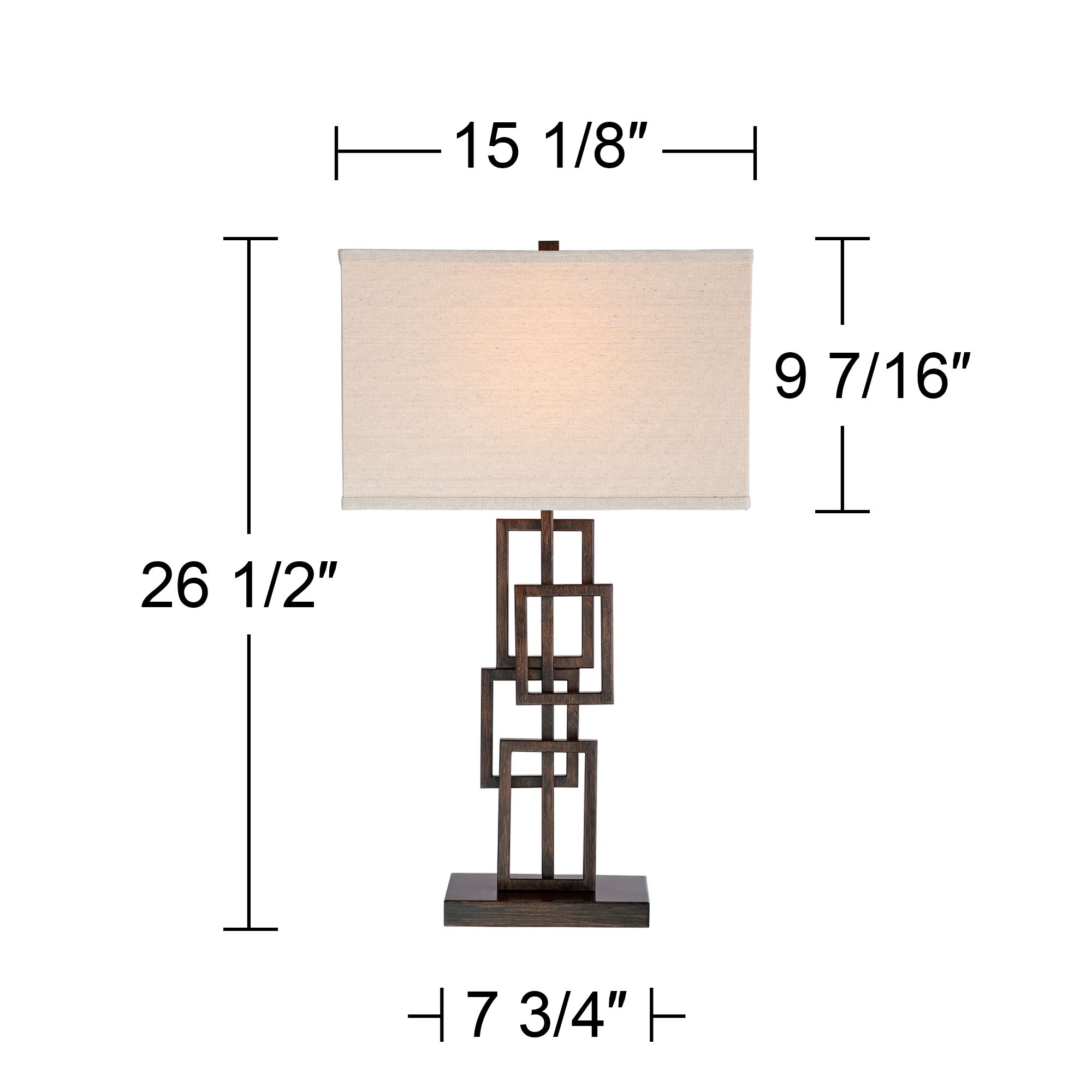 Possini Euro Kory 26 1/2" Bronze Stacked Rectangles Lamps Set of 2