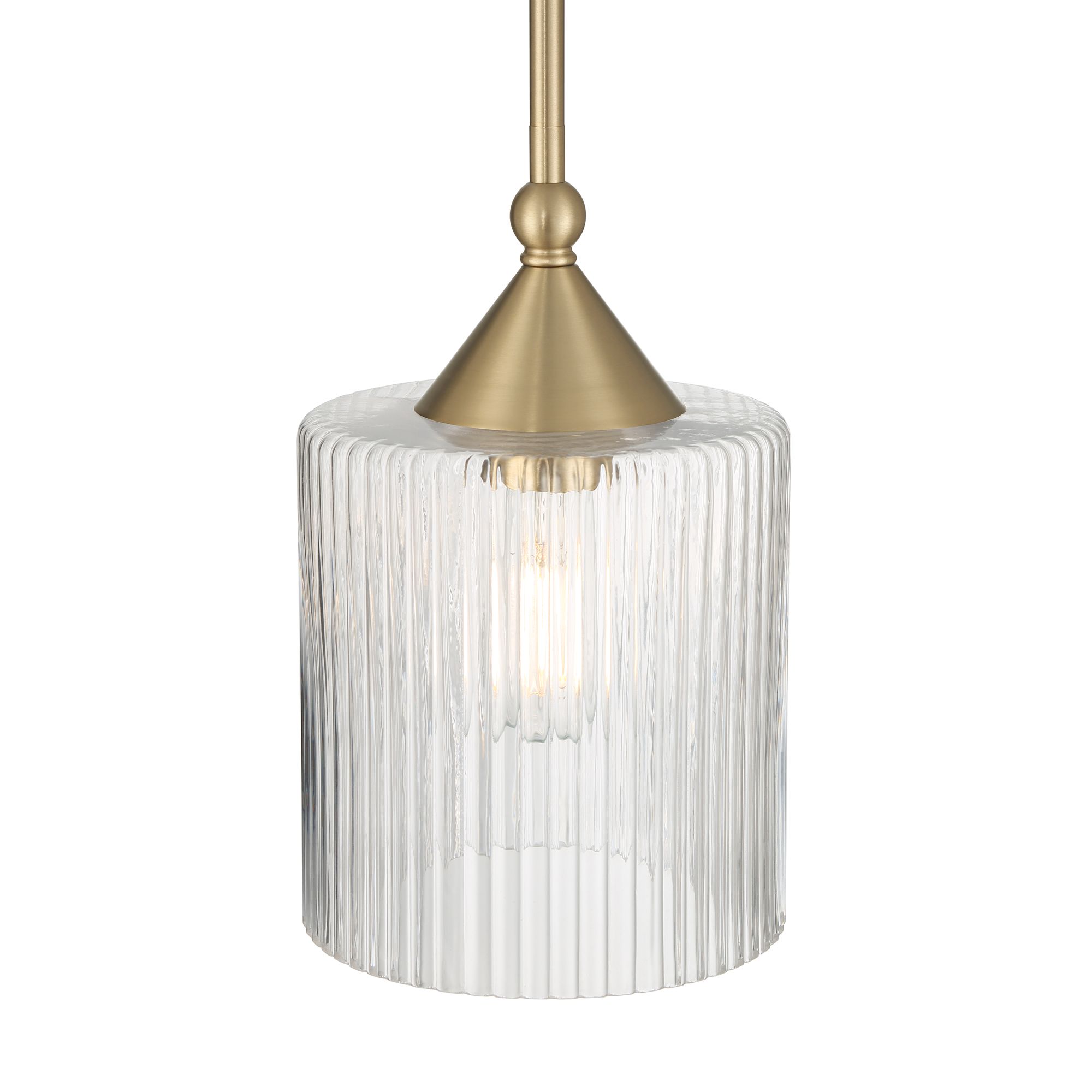 Image 5 Possini Euro Krakow 7"W Satin Brass Fluted Glass Mini Pendant Light more views