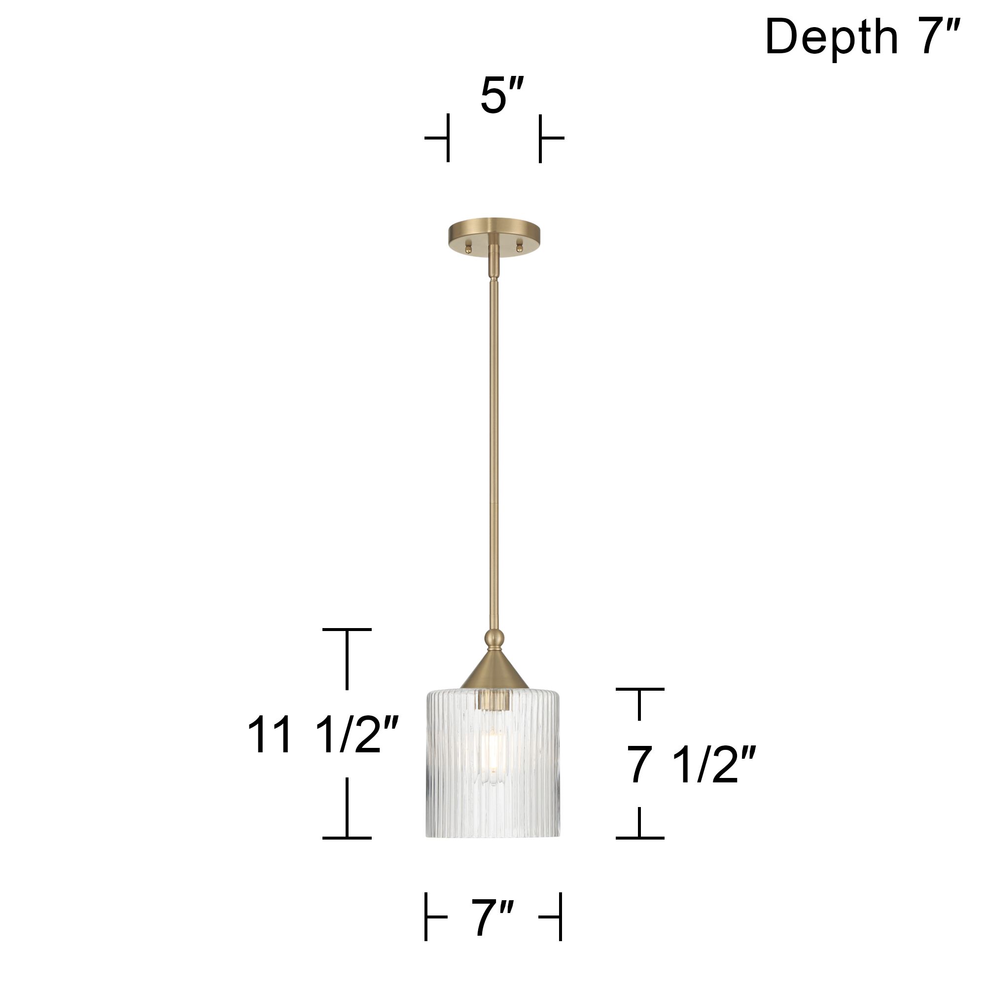 Possini Euro Krakow 7"W Satin Brass Fluted Glass Mini Pendant Light in scene