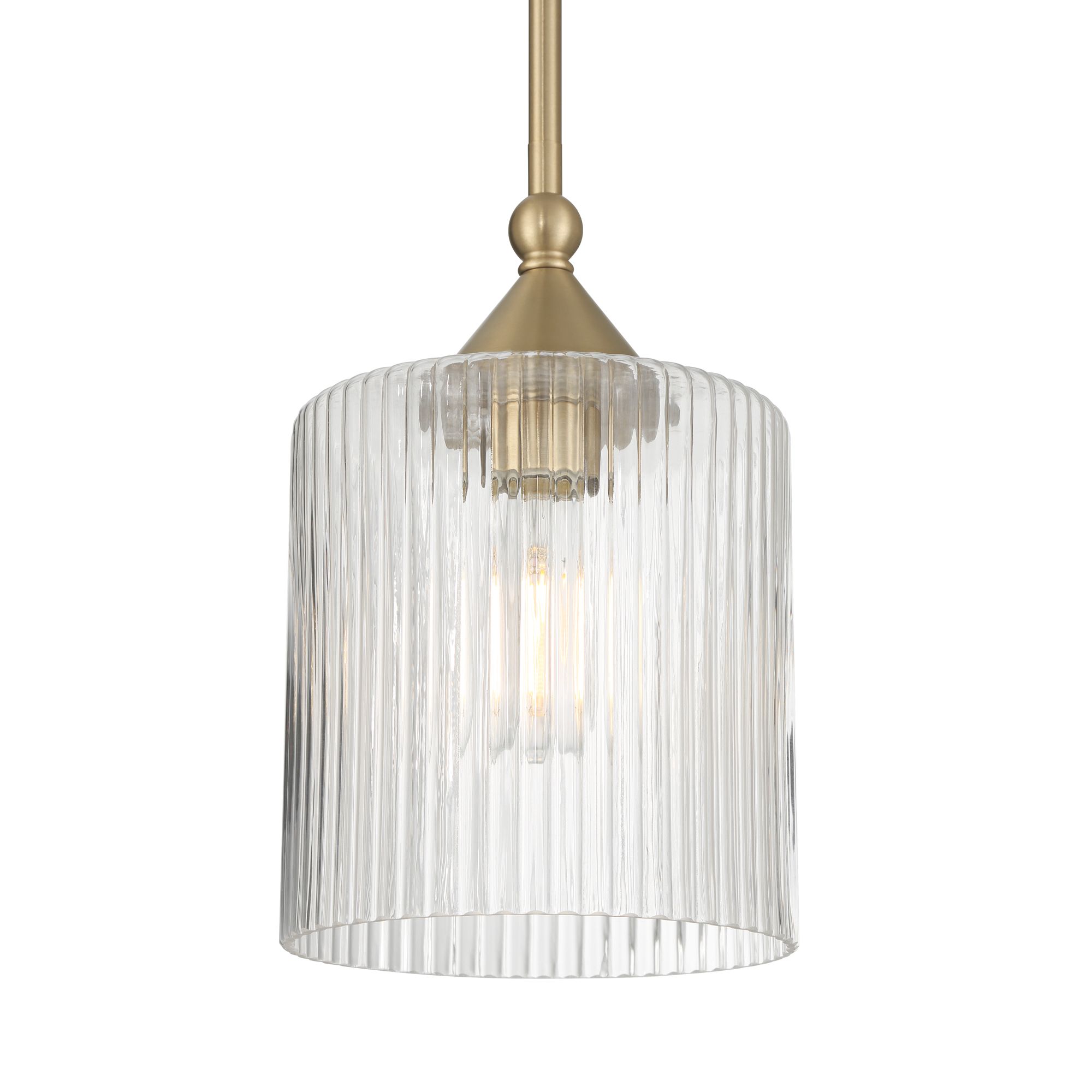 Image 4 Possini Euro Krakow 7"W Satin Brass Ribbed Glass Mini Pendant Light more views