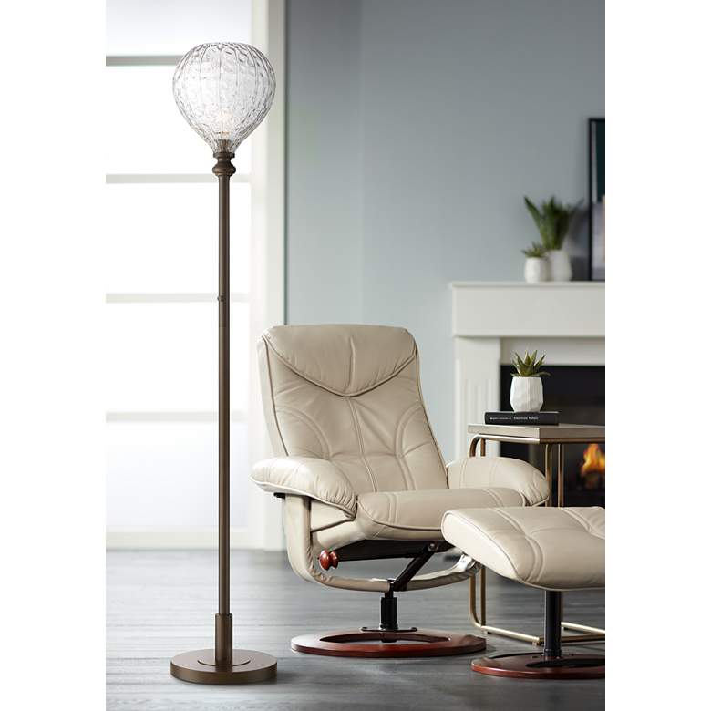 Image 1 Possini Euro La Salle Hammered Glass Torchiere Floor Lamp