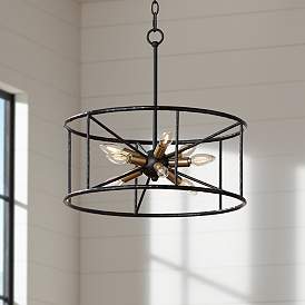 Image2 of Possini Euro La Vista 20 1/4" Wide Black 9-Light Pendant