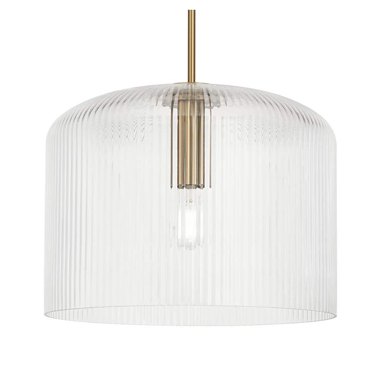 Image 3 Possini Euro Lallie 18" Wide Warm Brass Ribbed Glass Pendant Light more views