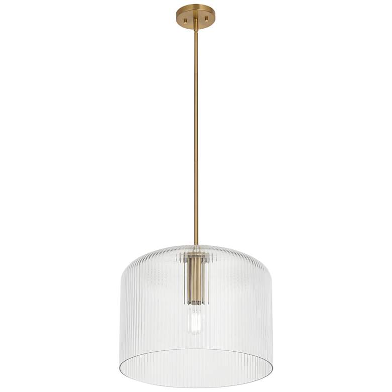 Image 5 Possini Euro Lallie 18" Wide Warm Brass Ribbed Glass Pendant Light more views