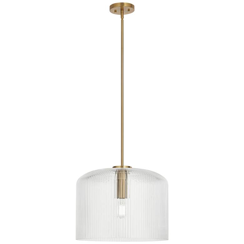 Image 6 Possini Euro Lallie 18" Wide Warm Brass Ribbed Glass Pendant Light more views