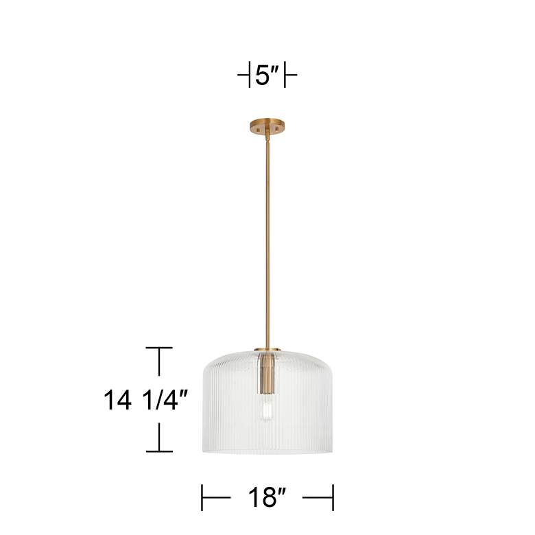 Image 7 Possini Euro Lallie 18" Wide Warm Brass Ribbed Glass Pendant Light more views
