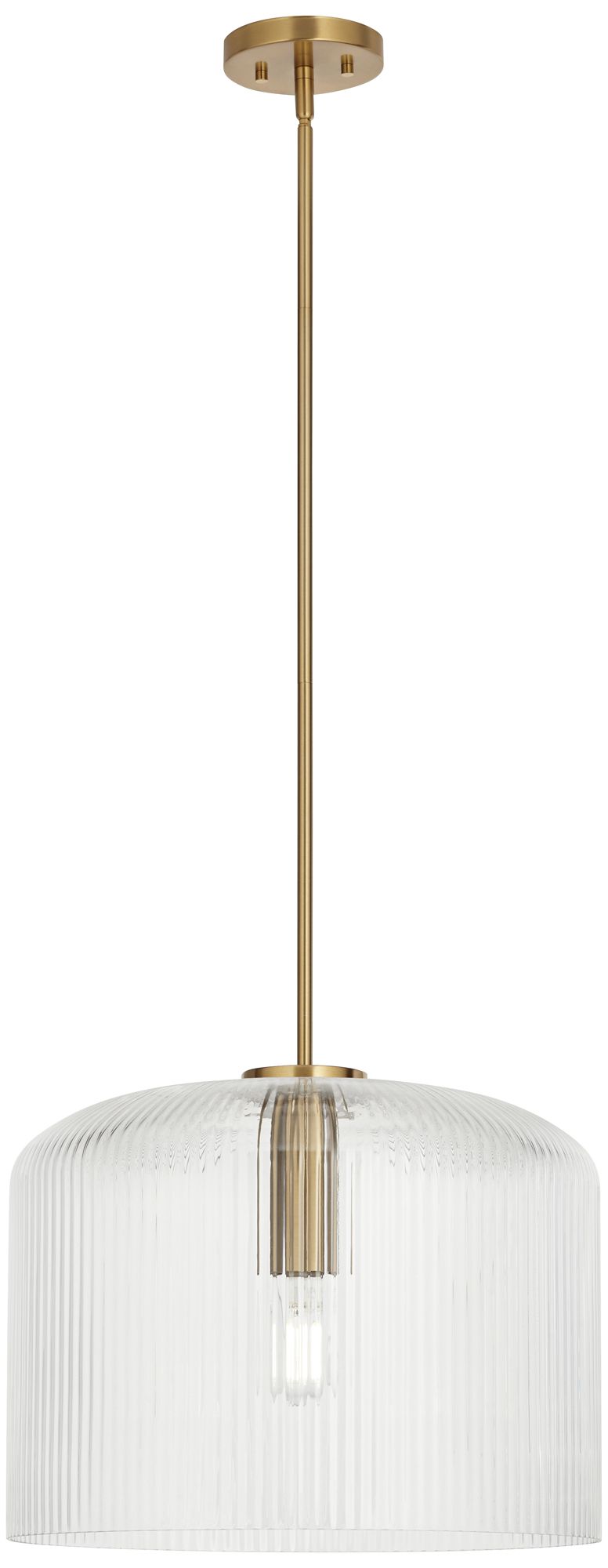 Possini Euro Lallie 18" Wide Warm Brass Ribbed Glass Pendant Light in scene