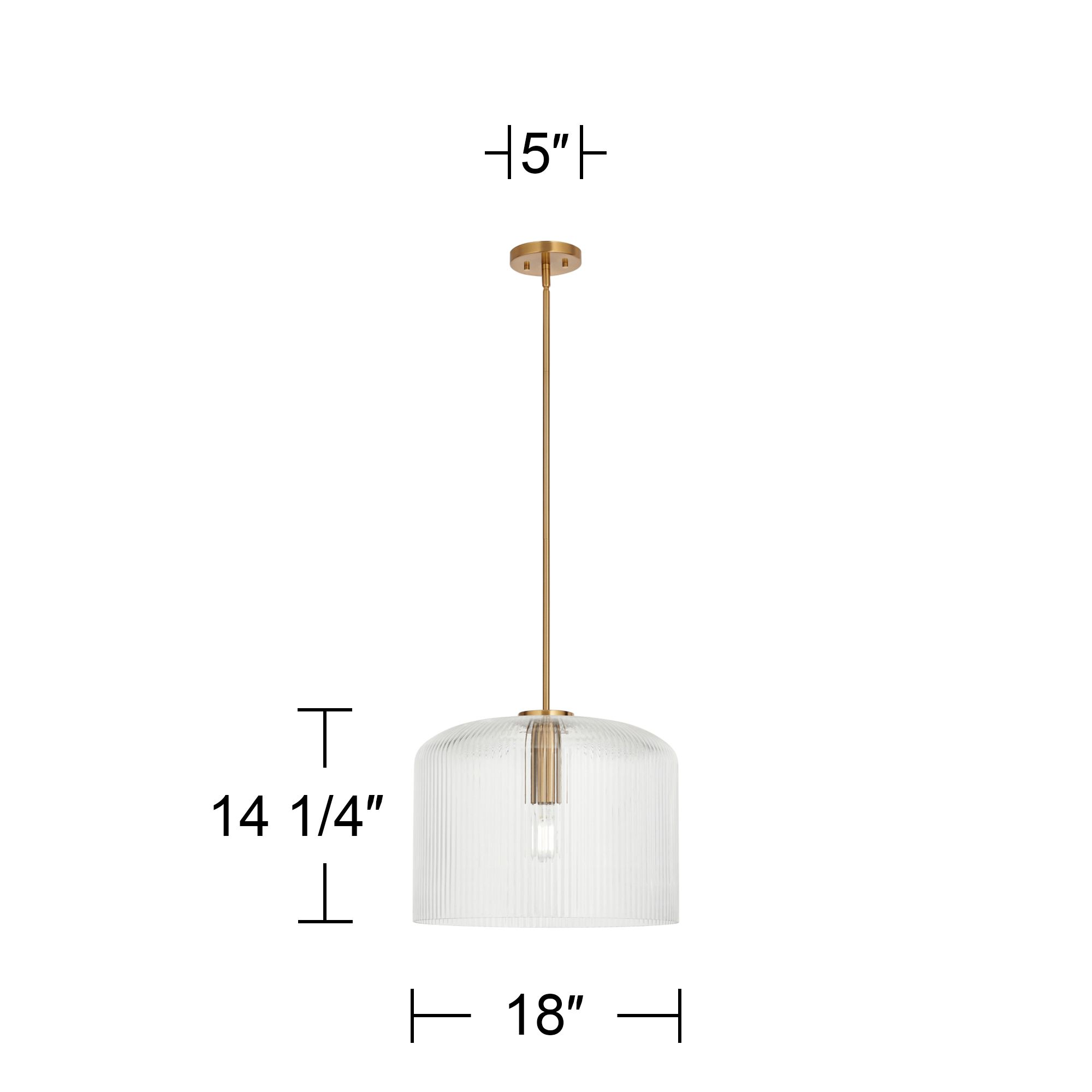Possini Euro Lallie 18" Wide Warm Brass Ribbed Glass Pendant Light in scene
