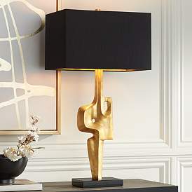 Image1 of Possini Euro Lancia 31" Gold Finish Modern Sculpture Table Lamp