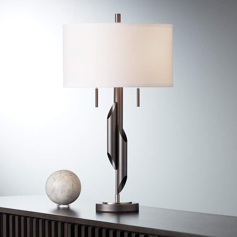 Image 1 Possini Euro Landry Metal Flutes Table Lamp