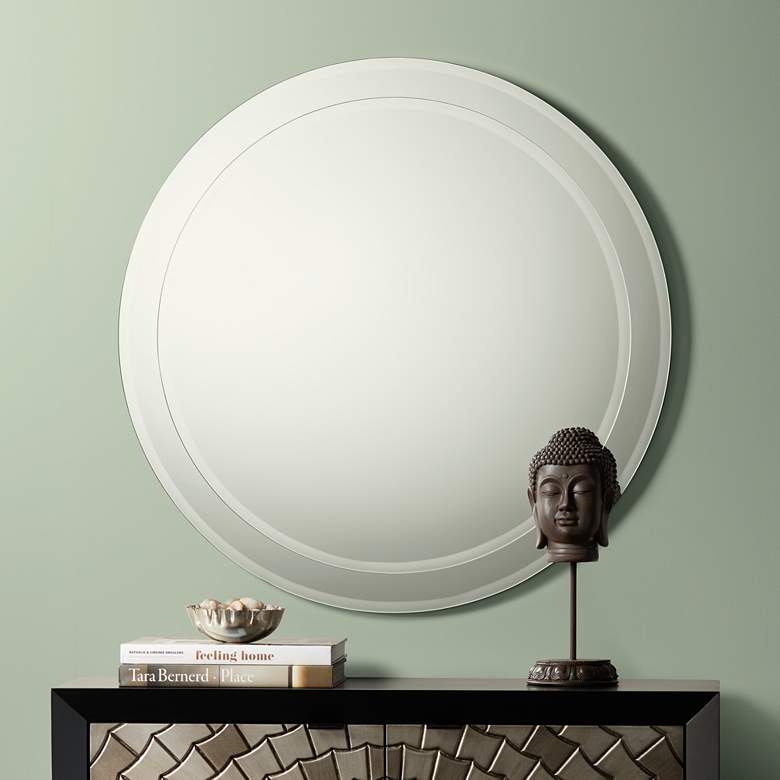 Image 1 Possini Euro Lanesborough 33" Round Stacked Wall Mirror
