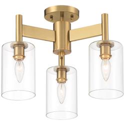 Possini Euro Lantico 17&quot; Wide 3-Light Glass and Gold Ceiling Light