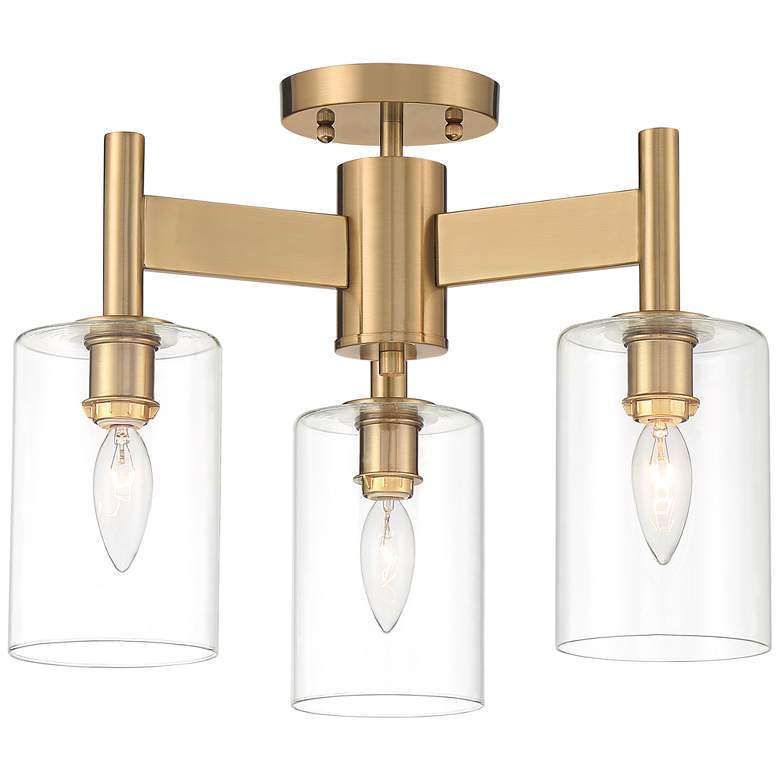 Image 5 Possini Euro Lantico 17 inch Wide 3-Light Glass and Gold Ceiling Light more views