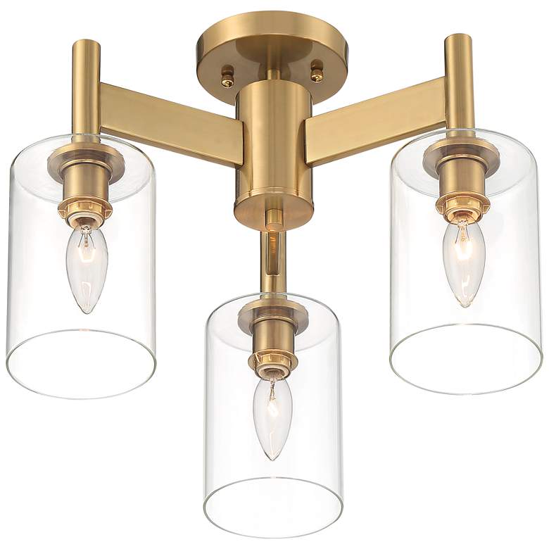 Image 7 Possini Euro Lantico 17" Wide 3-Light Glass and Gold Ceiling Light more views