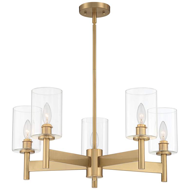 Image 3 Possini Euro Lantico 24 1/2" Wide 5-Light Glass and Gold Chandelier
