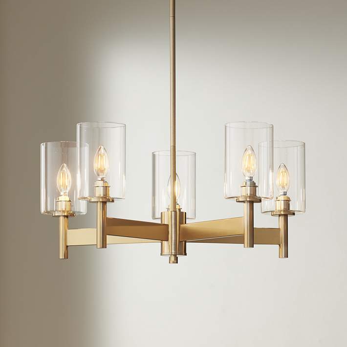 Possini Euro Lantico 24 1/2 Wide 5-Light Glass and Gold Chandelier -  #276Y1