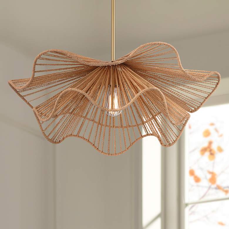 Image 1 Possini Euro Largo 29 3/4" Wide Gold and Natural Rope Modern Pendant