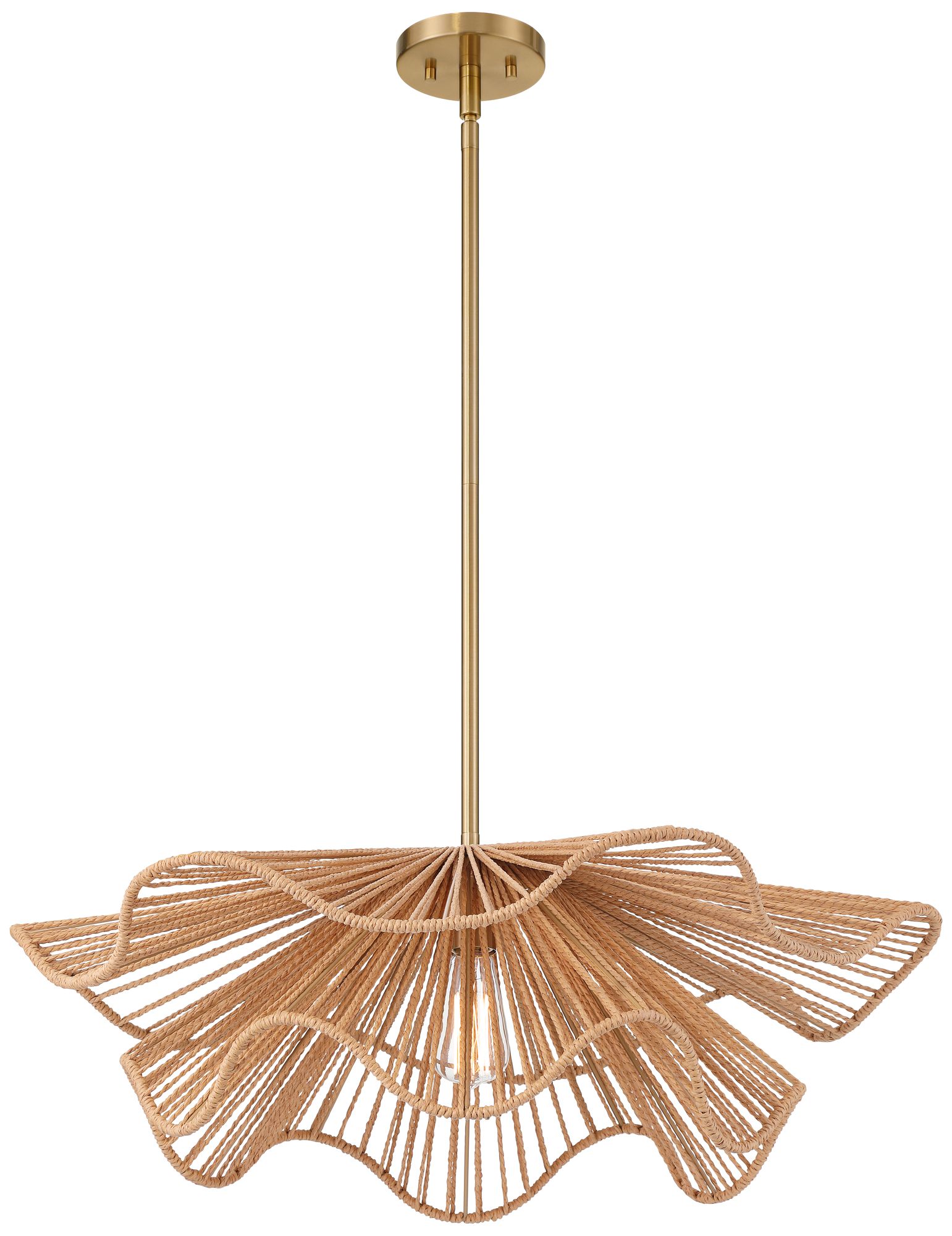 Watch A Video About the Possini Euro Largo Gold and Natural Rope Modern Pendant