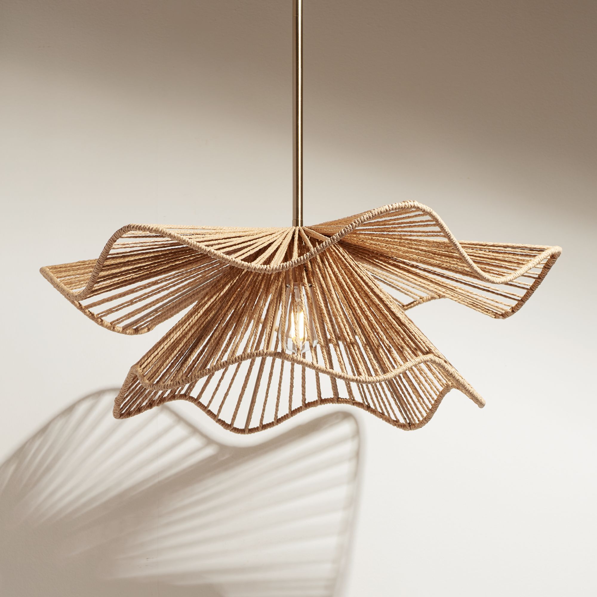 Watch A Video About the Possini Euro Largo Gold and Natural Rope Modern Pendant