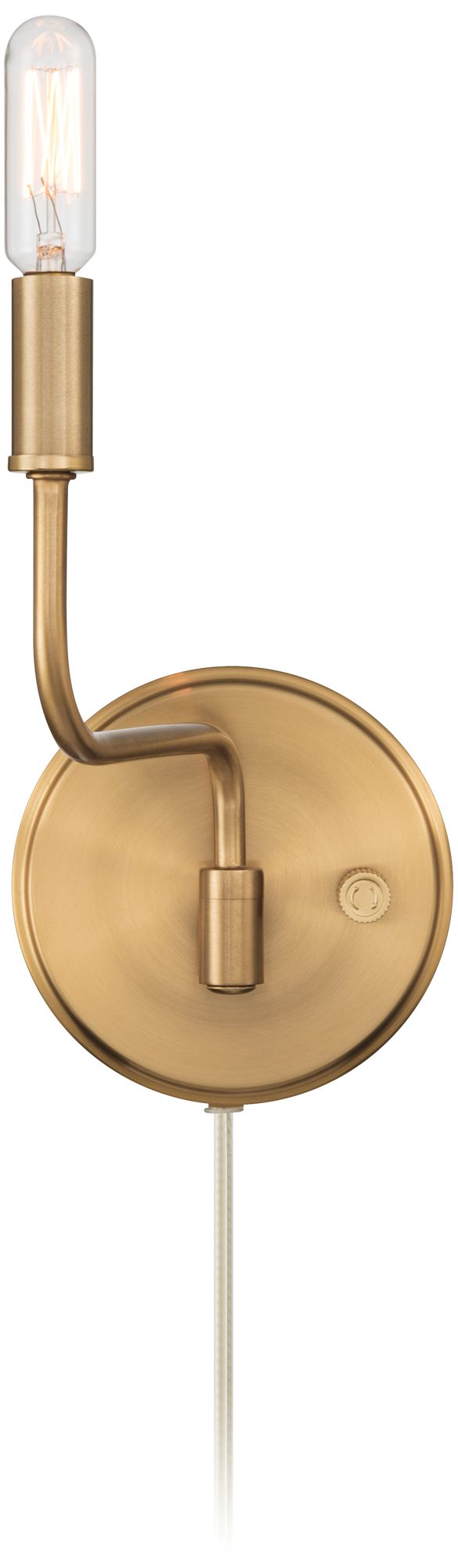Image 6 Possini Euro Lathalia 9 1/2"H Warm Brass Plug-in Swing-Arm Wall Sconce more views
