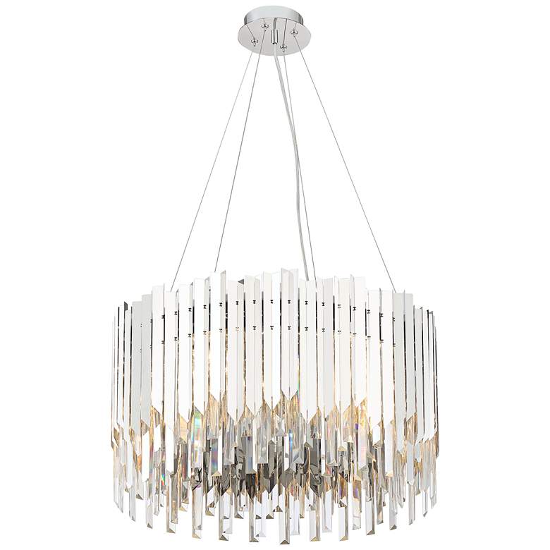 Possini Euro Latham 24&quot; Wide Chrome and Crystal Pendant Light more views