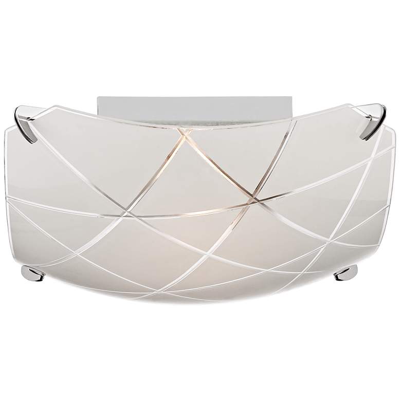 Image 2 Possini Euro Lattice 13 3/4 inch Chrome and Frosted Glass Ceiling Light