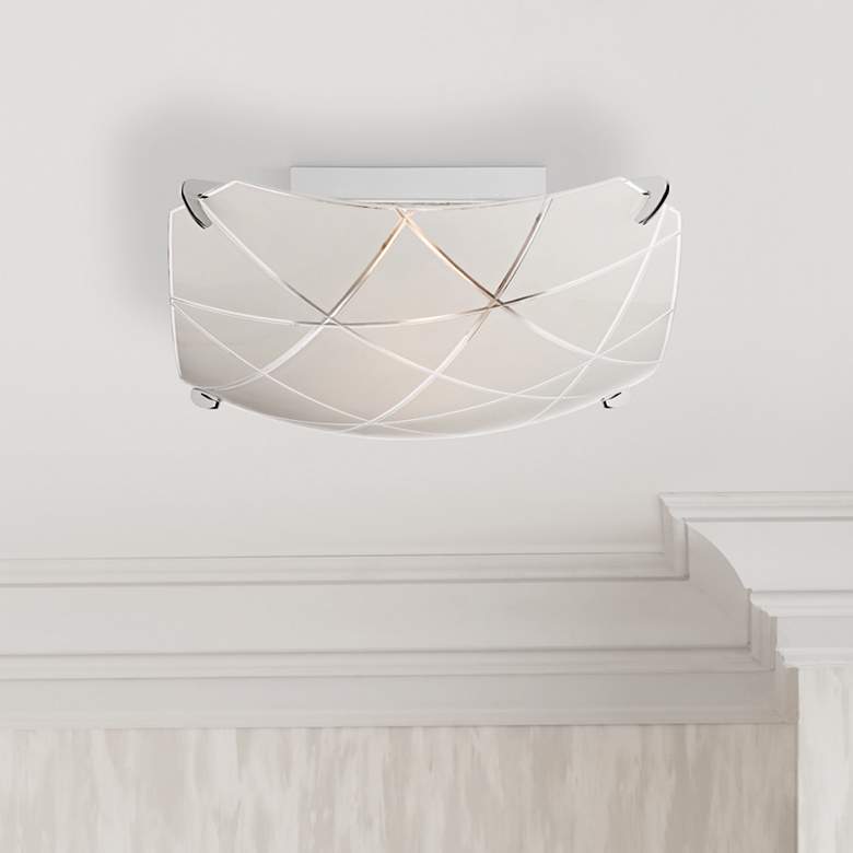 Image 1 Possini Euro Lattice 13 3/4" Chrome and Frosted Glass Ceiling Light