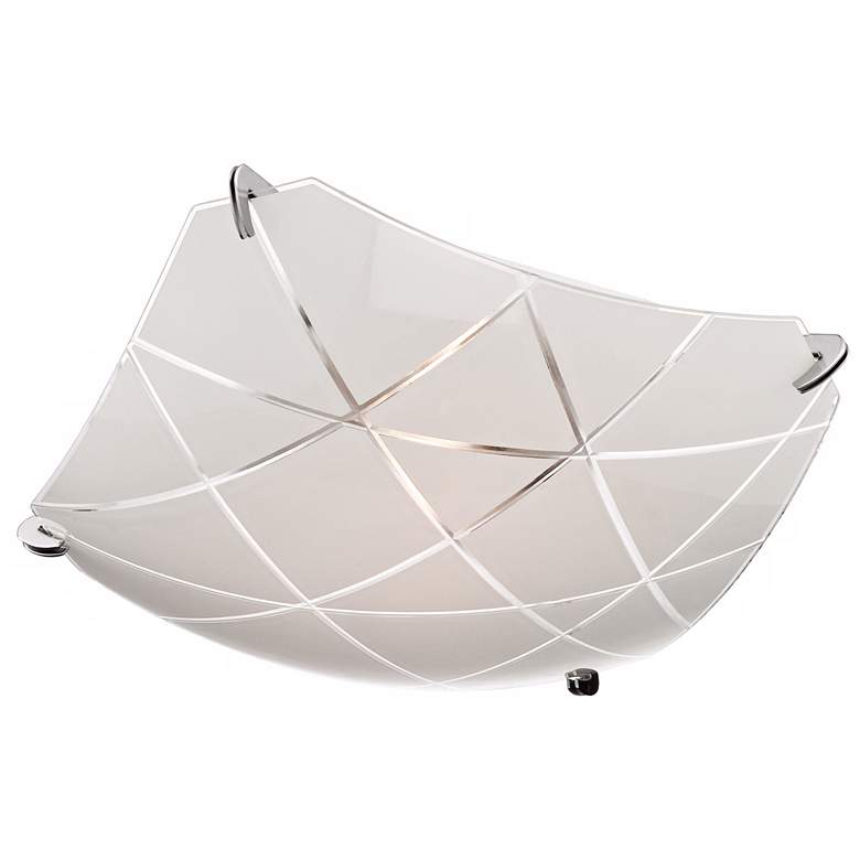 Image 4 Possini Euro Lattice 13 3/4" Chrome and Frosted Glass Ceiling Light more views