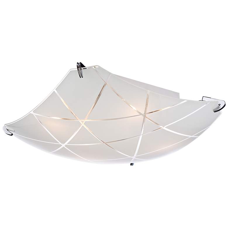 Image 3 Possini Euro Lattice 16 1/2 inch Chrome and Frosted Glass Ceiling Light