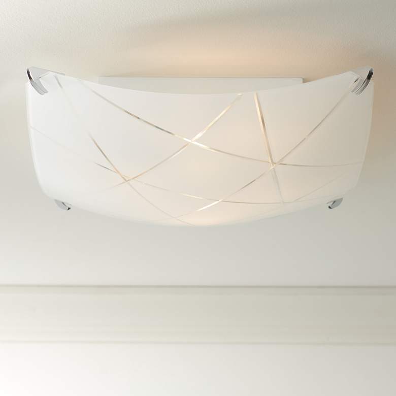Image 1 Possini Euro Lattice 16 1/2 inch Chrome and Frosted Glass Ceiling Light