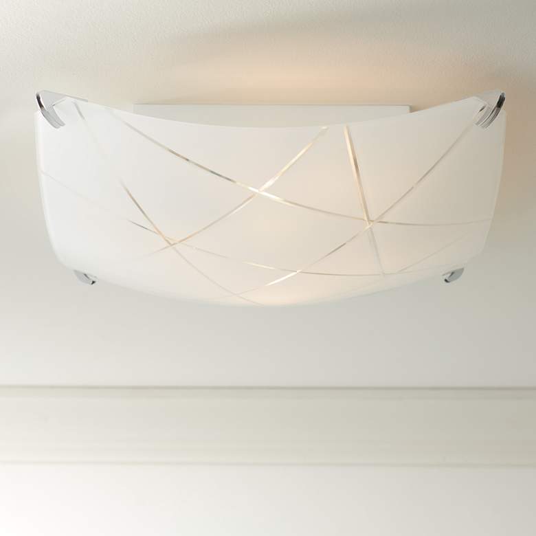 Image 1 Possini Euro Lattice 16 1/2" Chrome and Frosted Glass Ceiling Light