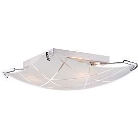 Image4 of Possini Euro Lattice 16 1/2" Chrome and Frosted Glass Ceiling Light more views