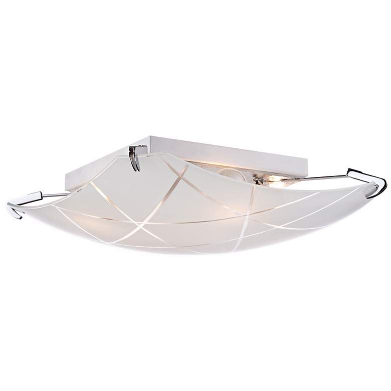 Image 4 Possini Euro Lattice 16 1/2" Chrome and Frosted Glass Ceiling Light more views