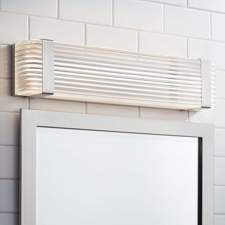 Image 1 Possini Euro Lauren 21 1/2" Wide Brushed Nickel LED Bath Bar
