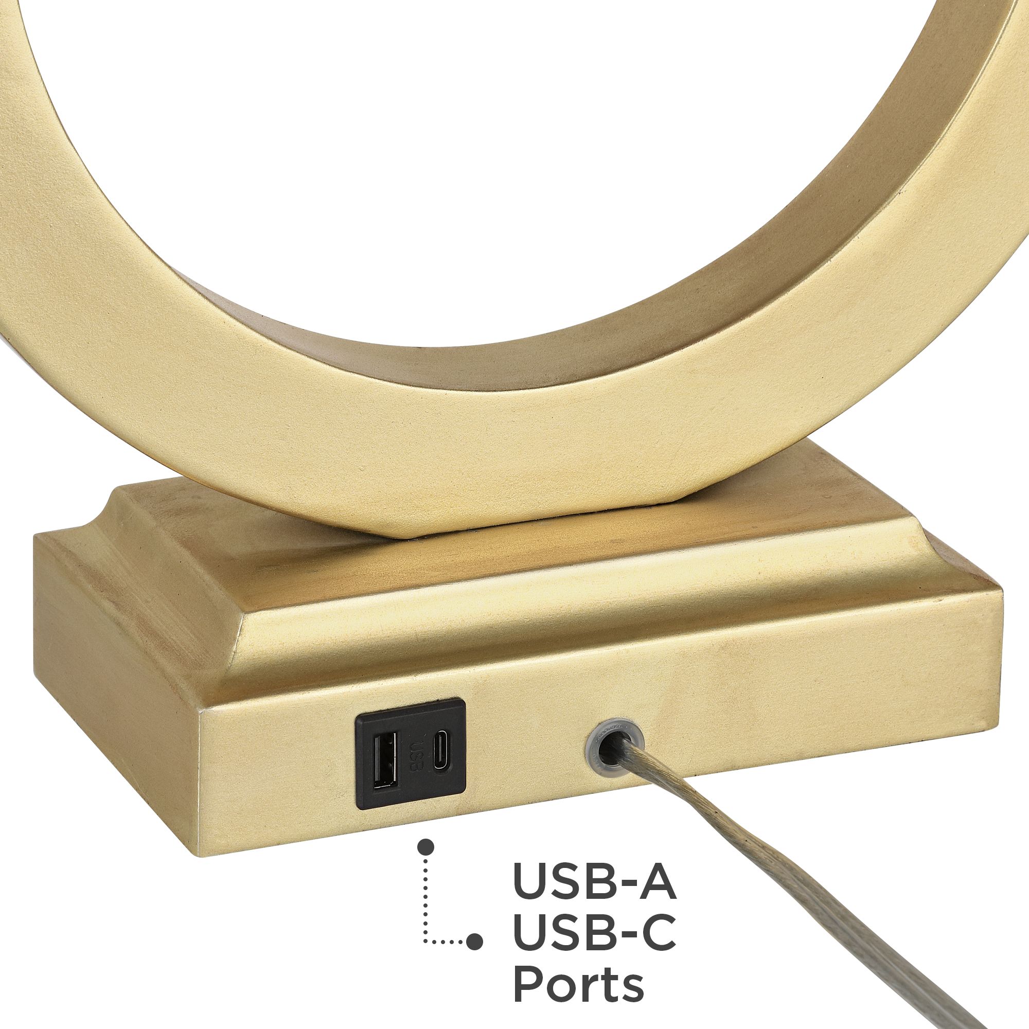 Image 6 Possini Euro Lauren Gold Ring USB Lamps with Black Marble Risers - Set of 2 more views