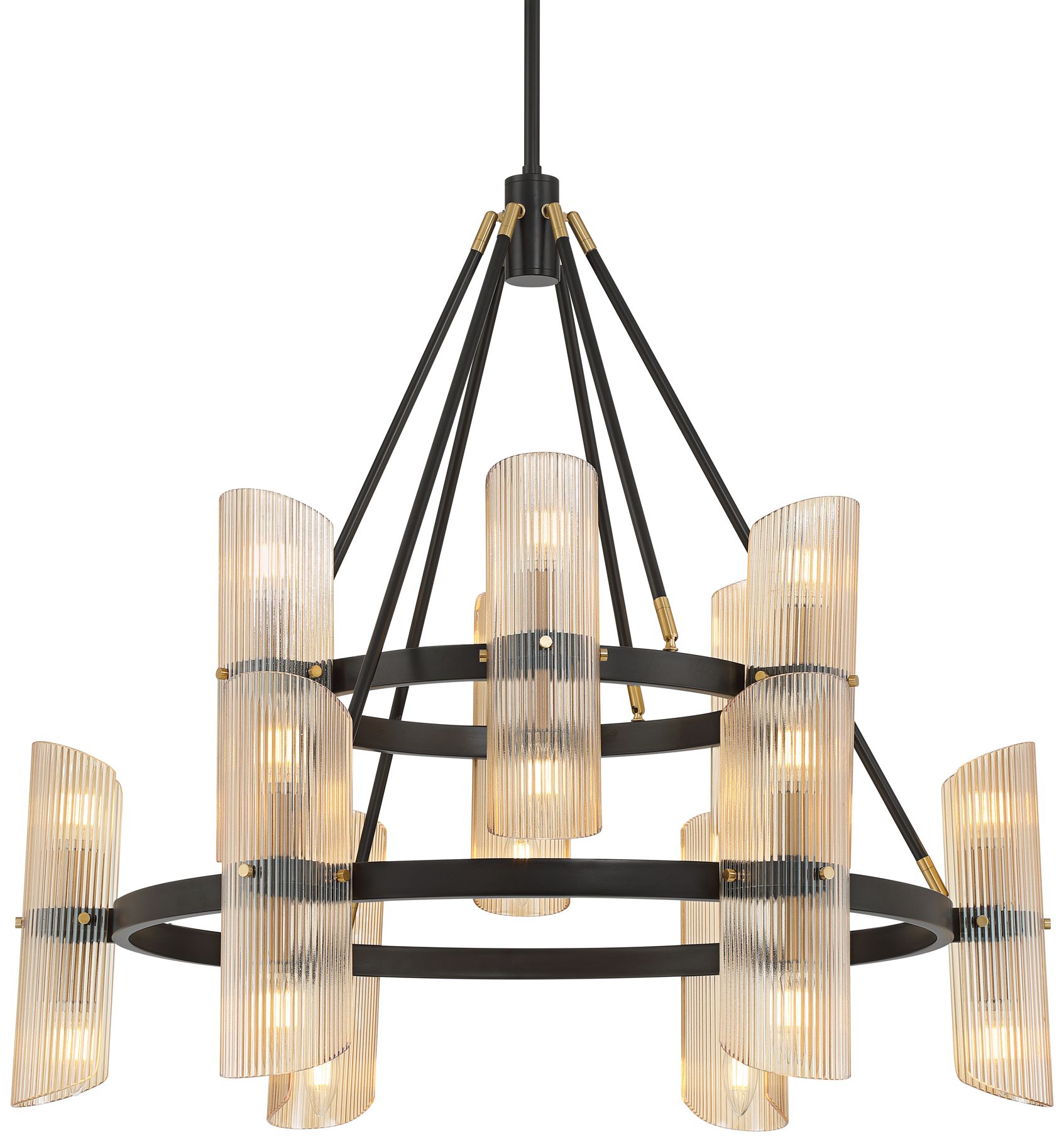 Image 2 Possini Euro Layla 35 1/4" Wide Black 24-Light 2-Tier Chandelier