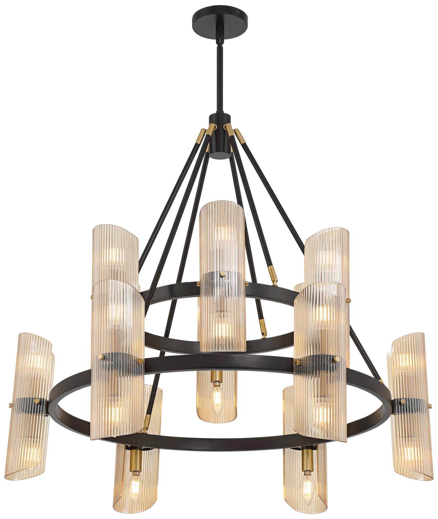 Possini Euro Layla 35 1/4" Wide Black 24-Light 2-Tier Chandelier