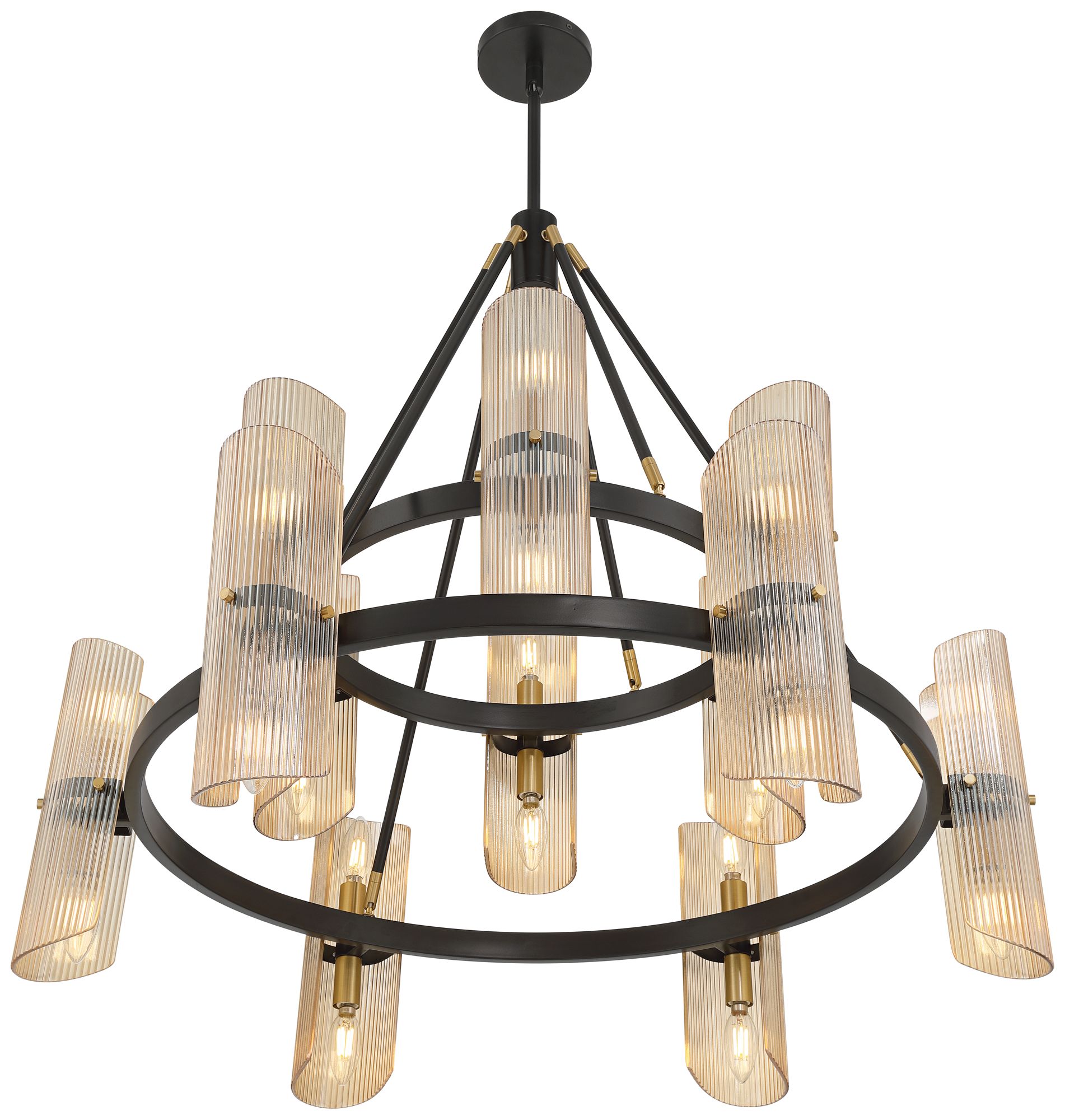 Possini Euro Layla 35 1/4" Wide Black 24-Light 2-Tier Chandelier