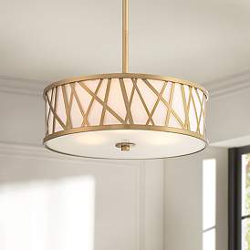 Image1 of Possini Euro Layna 16 1/4" Wide Gold Drum Pendant Light