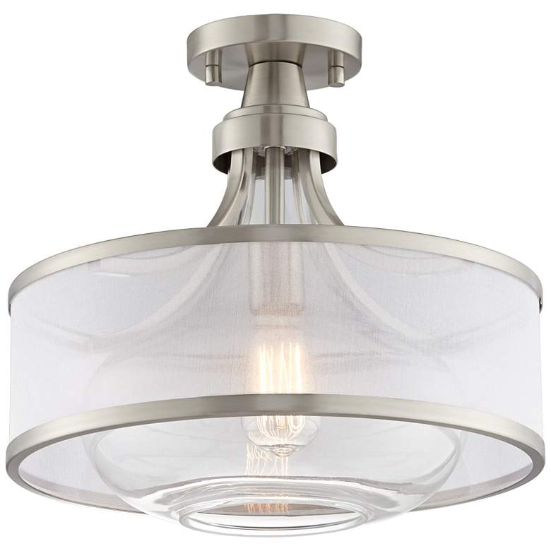 Image 5 Possini Euro Layne 15 inch Wide Brushed Nickel Ceiling Light more views