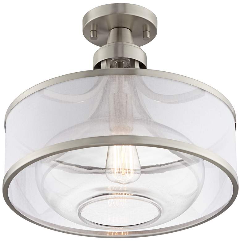 Possini Euro Layne 15 inch Wide Brushed Nickel Ceiling Light more views