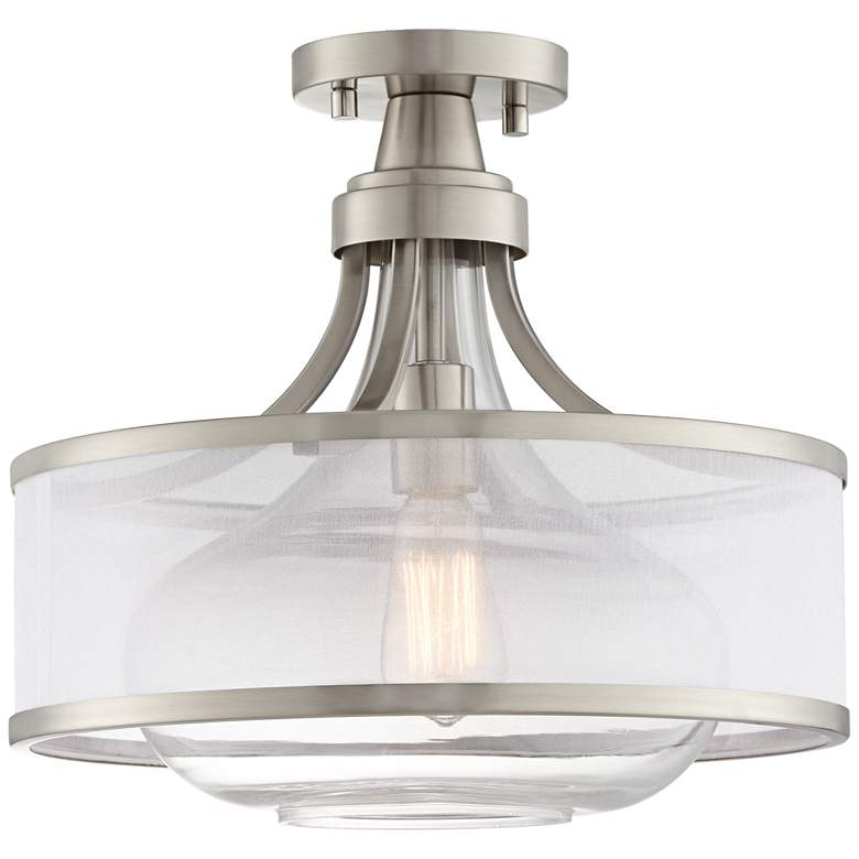 Image 7 Possini Euro Layne 15 inch Wide Brushed Nickel Ceiling Light more views