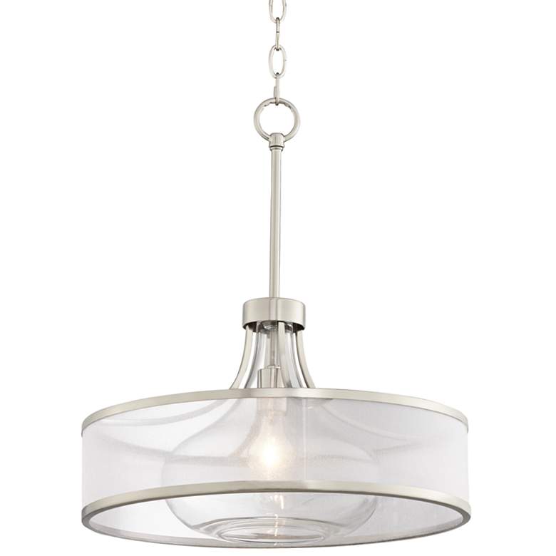 Image 2 Possini Euro Layne 19 1/4" Wide Brushed Nickel Drum Pendant Light