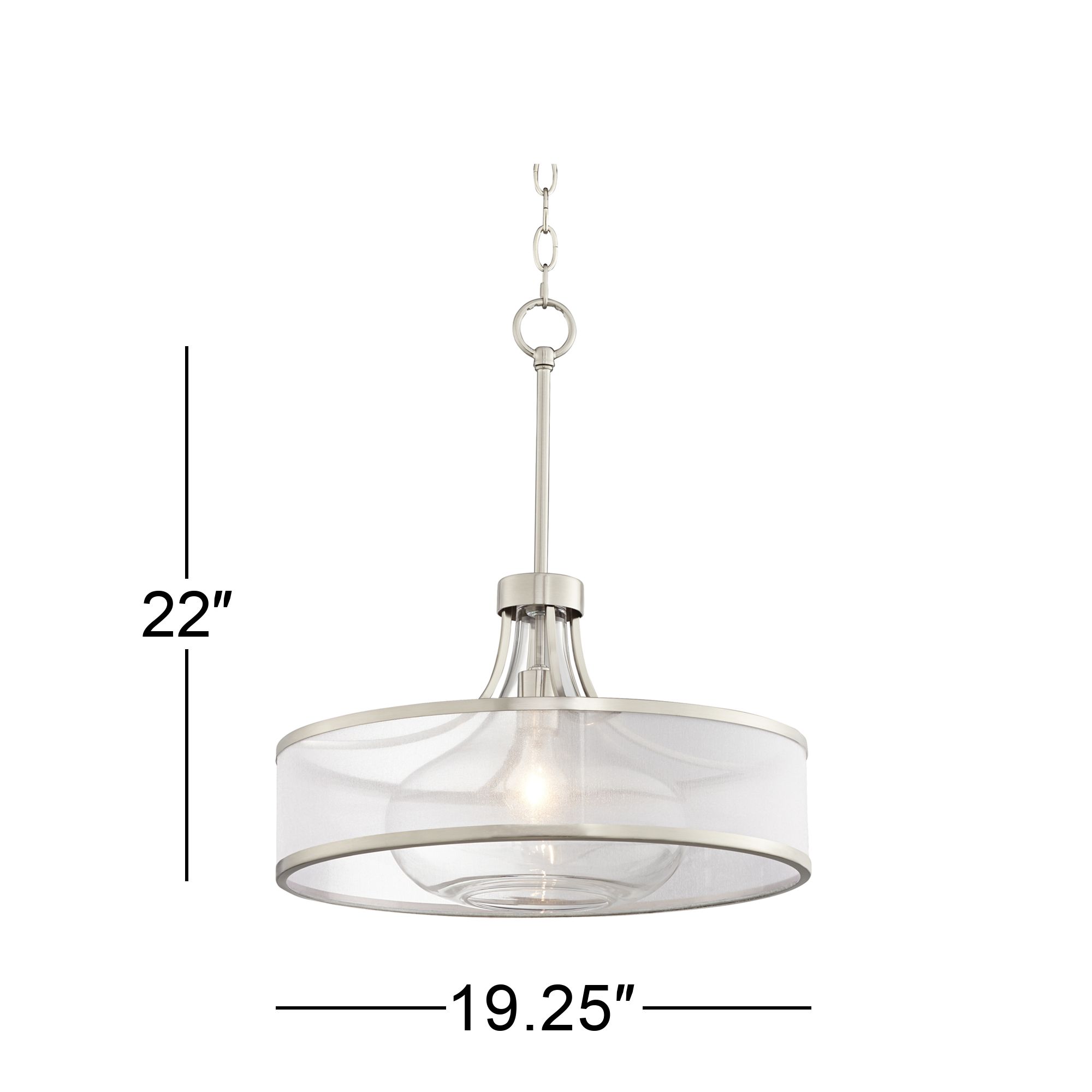 Possini Euro Layne 19 1/4" Wide Brushed Nickel Drum Pendant Light